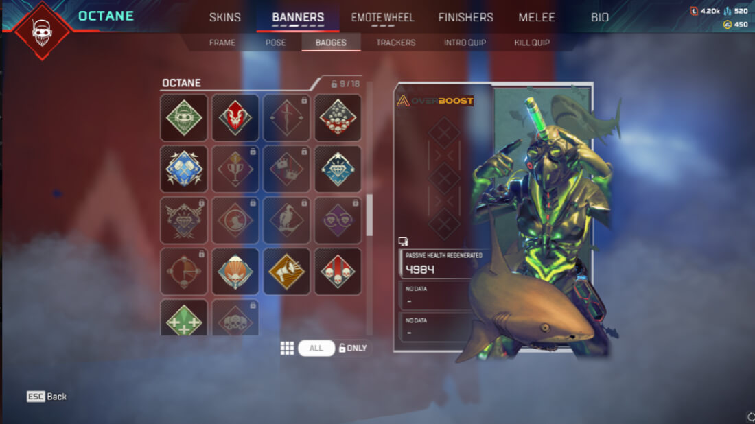 Apex Legends 20 Kills and 4k Damage Badge Order Example #2