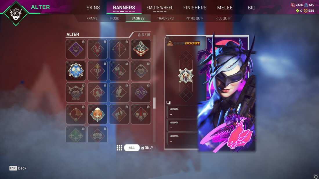 Apex Legends 20 Kills and 4k Damage Badge Order Example #1