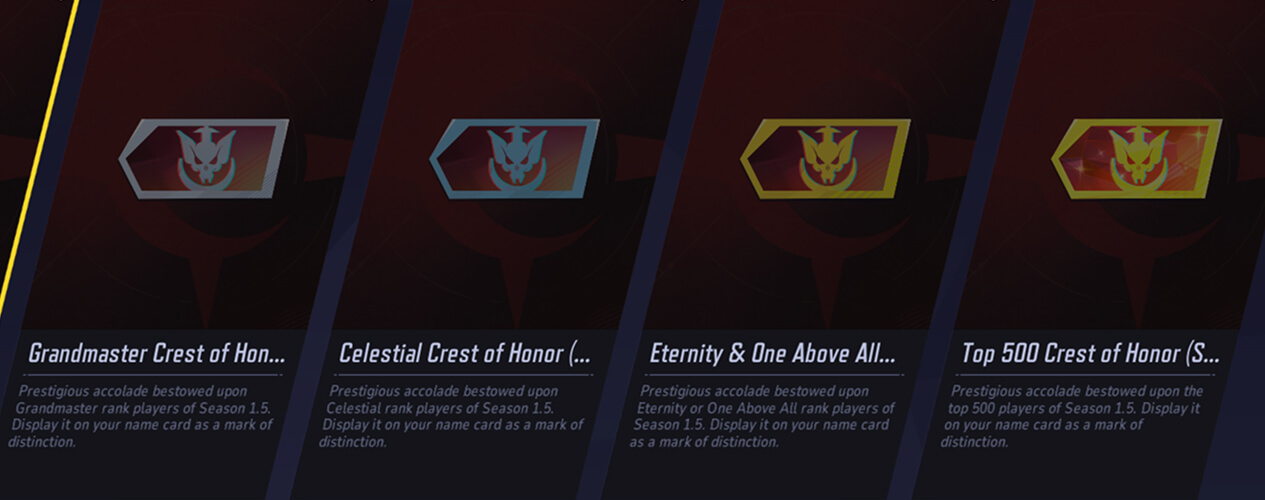 All Crests of Honor for Season 1.5