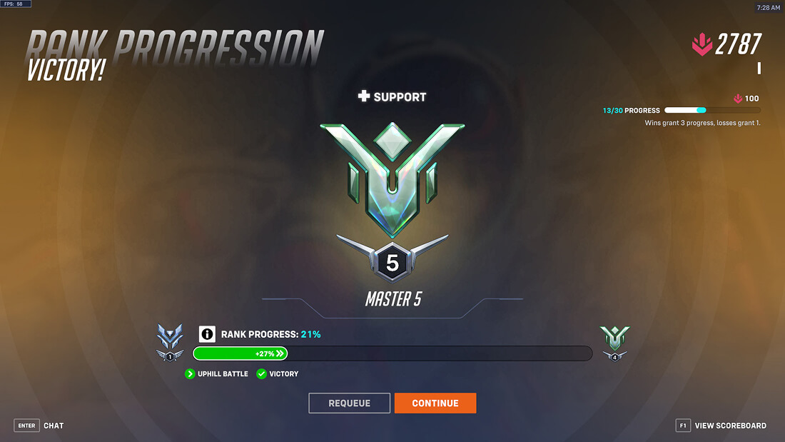 Overwatch rank boost to master 5 rank example